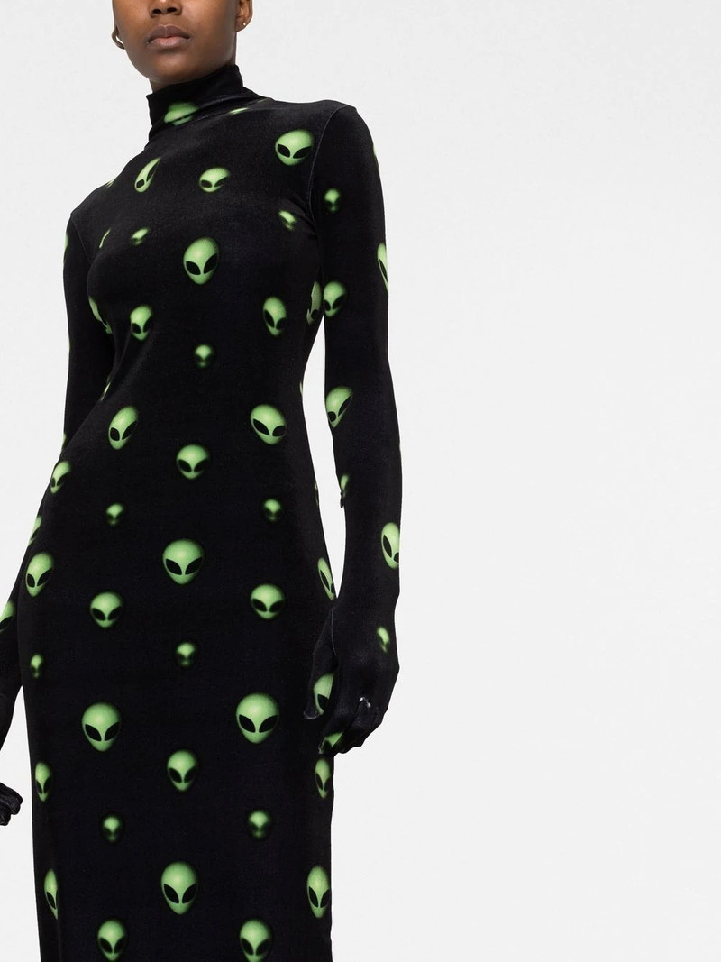 graphic-print long-sleeved maxi dress 5