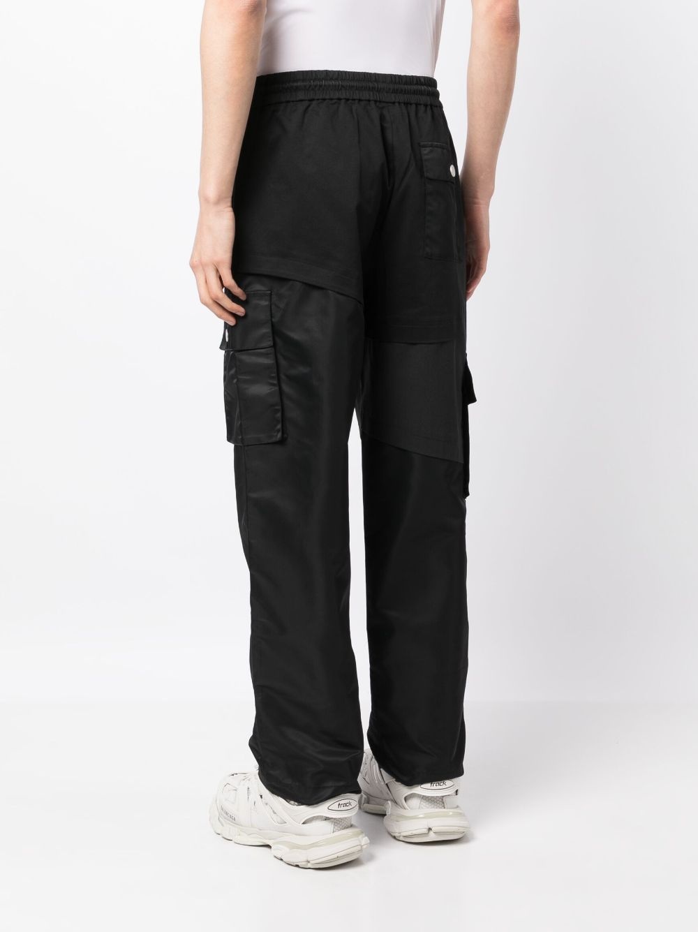 panelled drawstring wide-leg trousers - 4