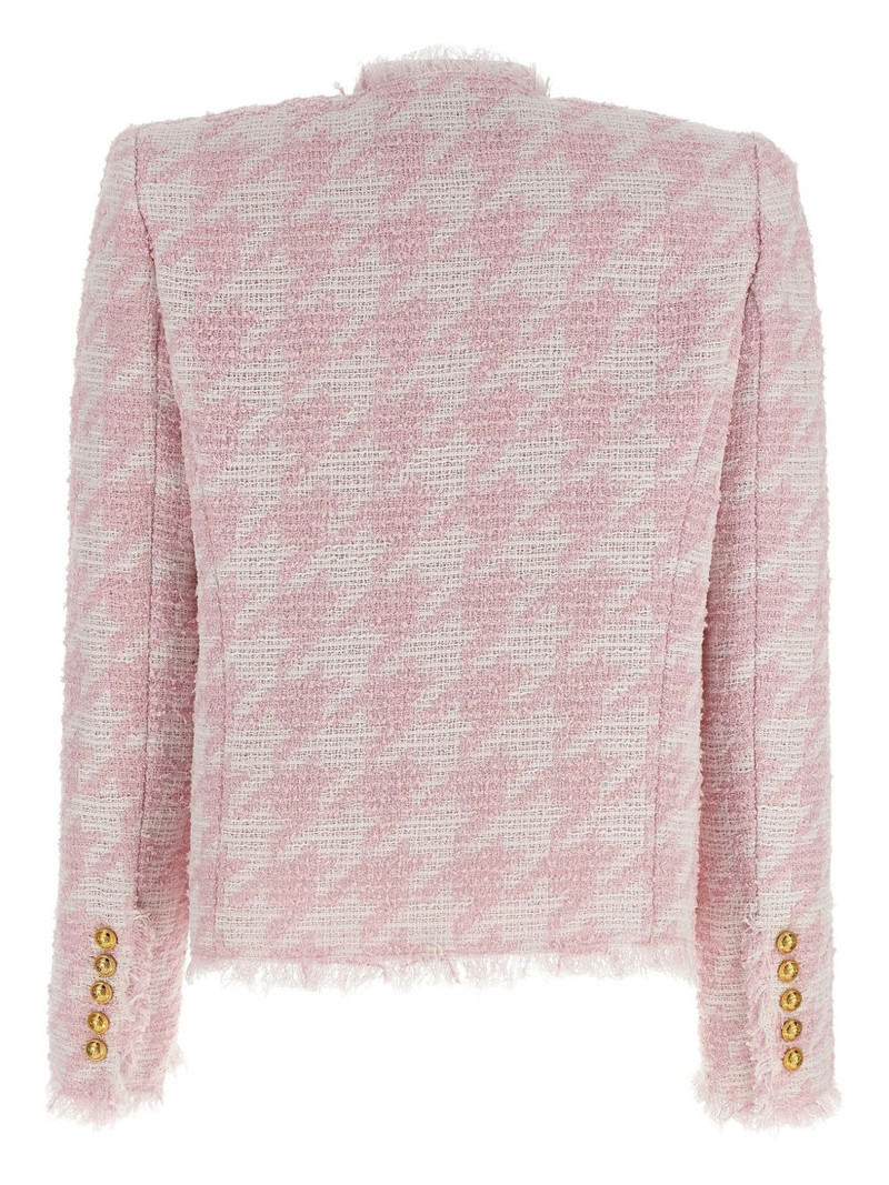 Balmain tweed frayed-edge blazer outlook