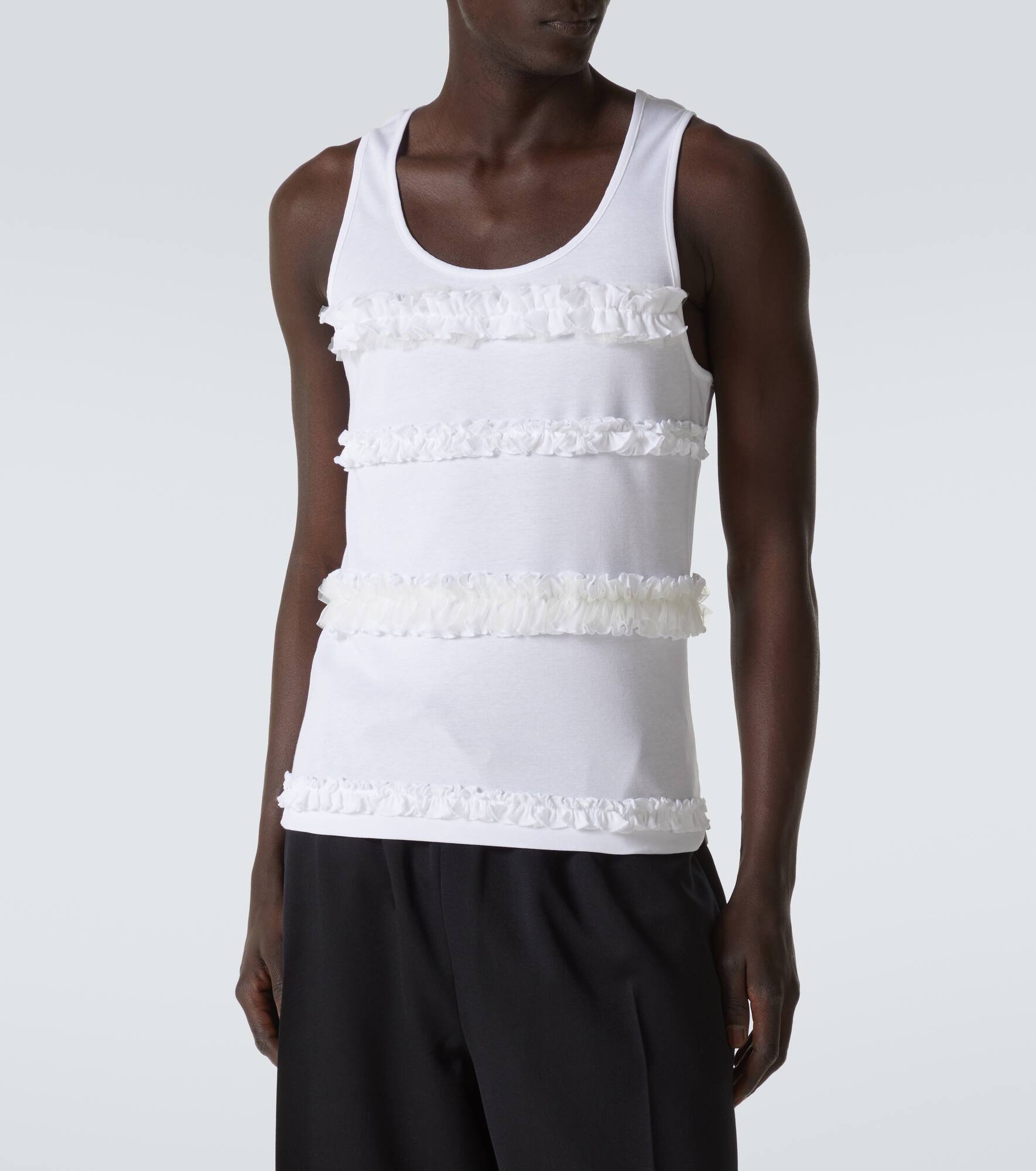 Ruffled cotton jersey tank top - 3