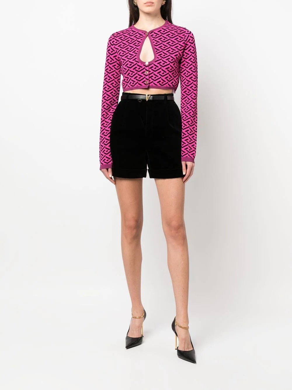 embroidered cropped cardigan - 6