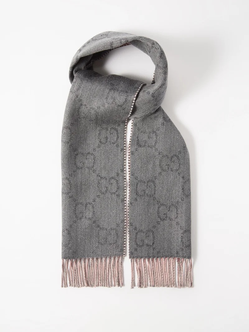 Gg Logo Wool Blend Scarf