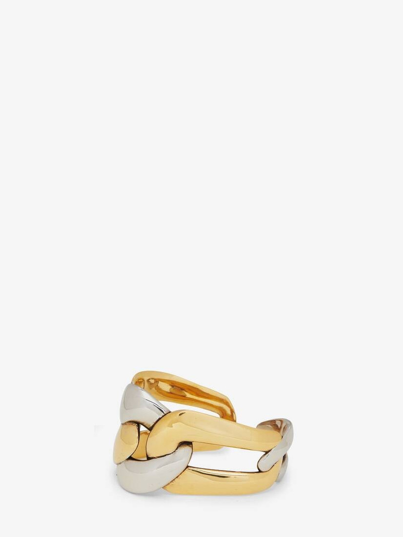 Women's Chain Double Ring in Antique Silver/gold - 1