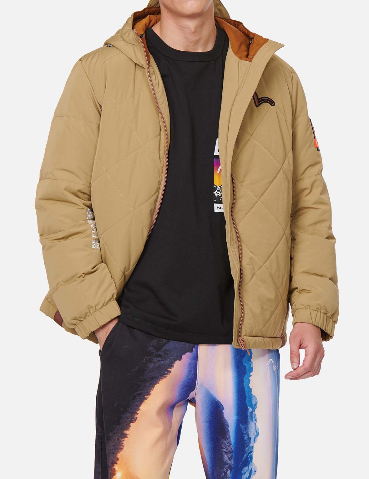 Contrast Webbing Strap Quilted Down Jacket - 4