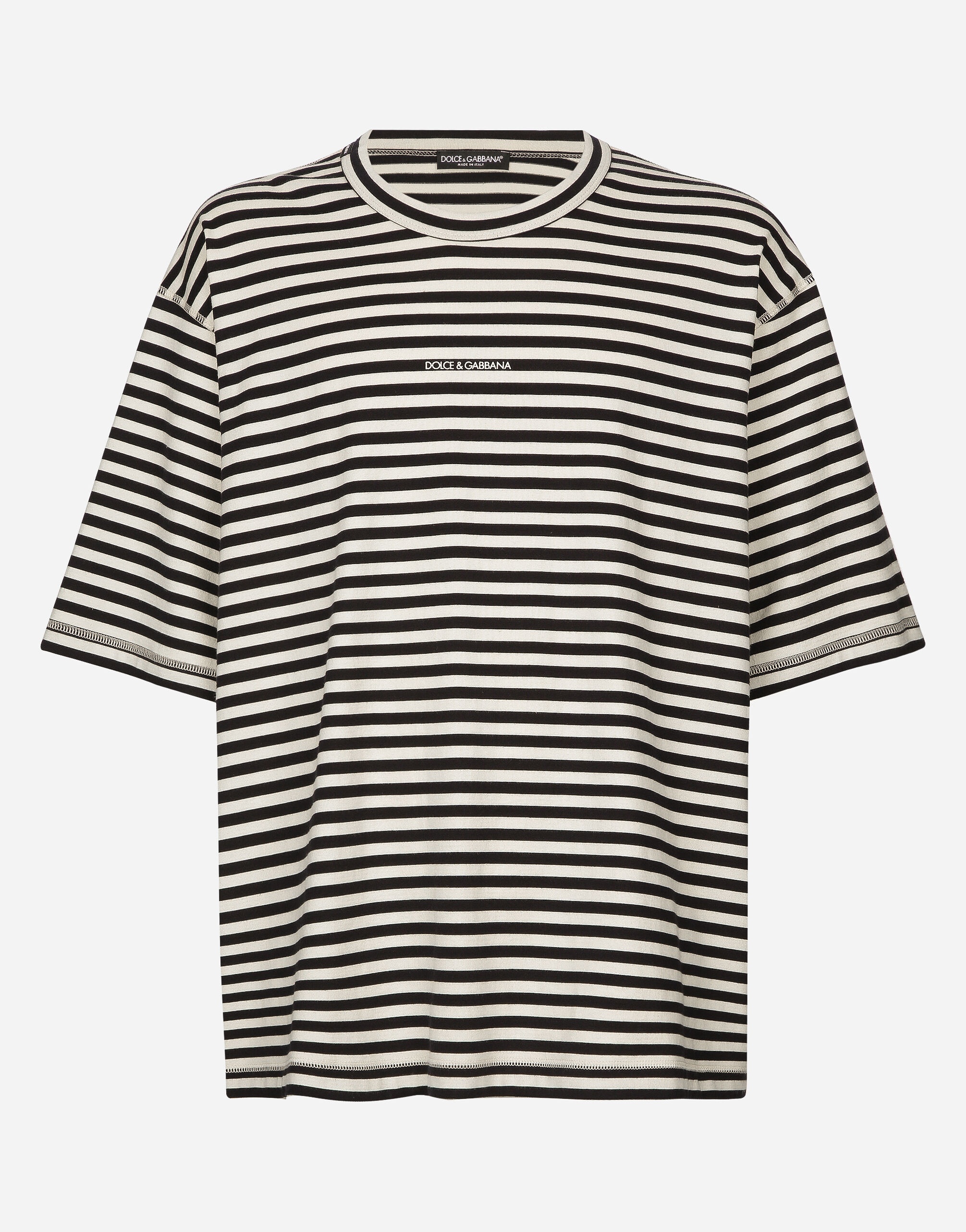 Striped short-sleeved T-shirt with logo - 1