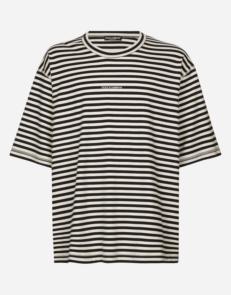 Striped short-sleeved T-shirt with logo - 1