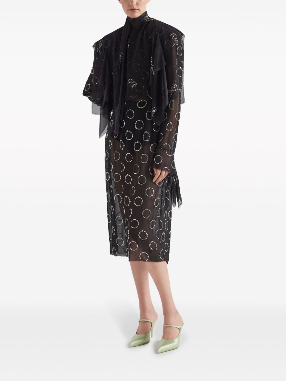 crystal-embellished georgette midi dress - 2
