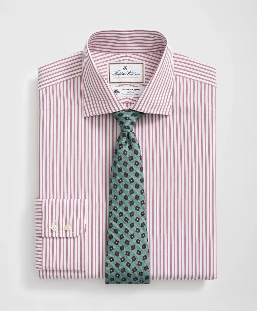 Brooks Brothers X Thomas Mason® Cotton English Collar, Striped Dress Shirt - 1