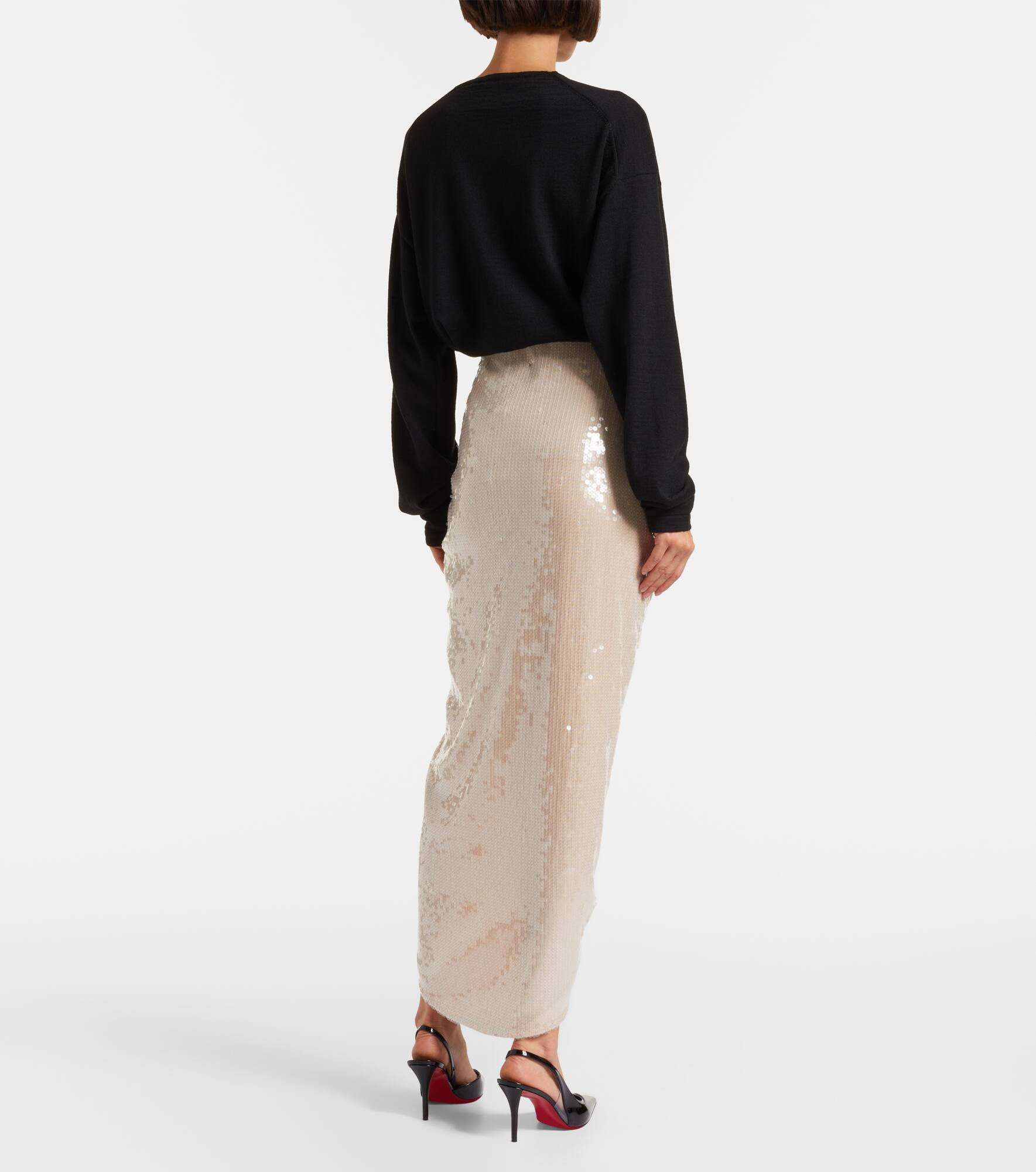 Rositana floral-appliqué sequined wrap skirt - 3