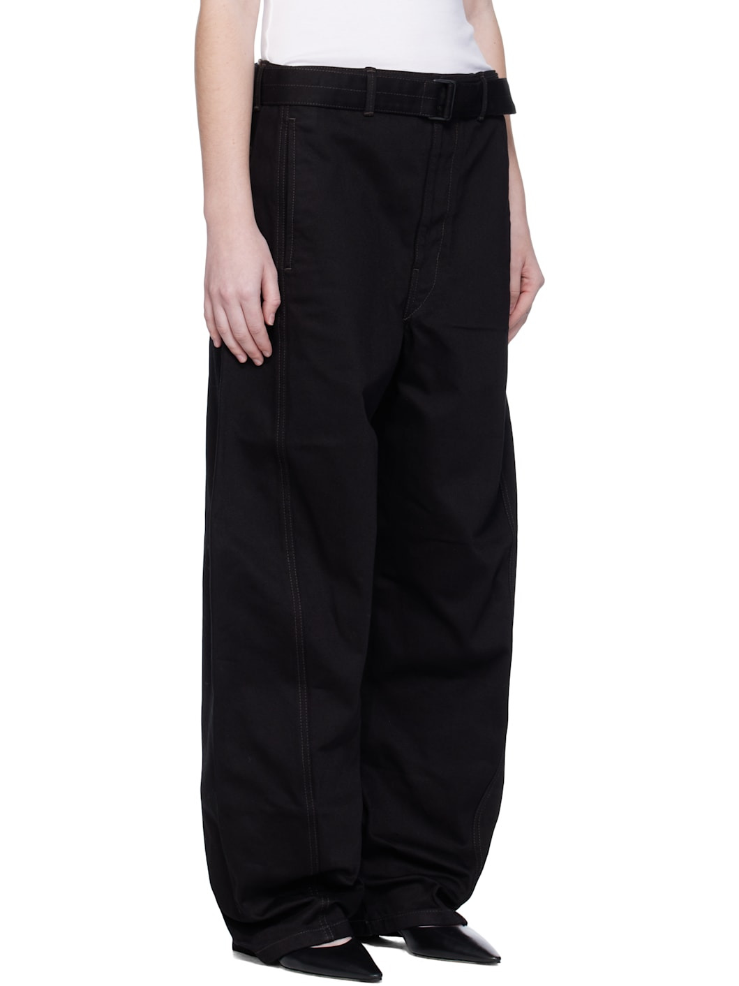 Black Twisted Belted Jeans - 2