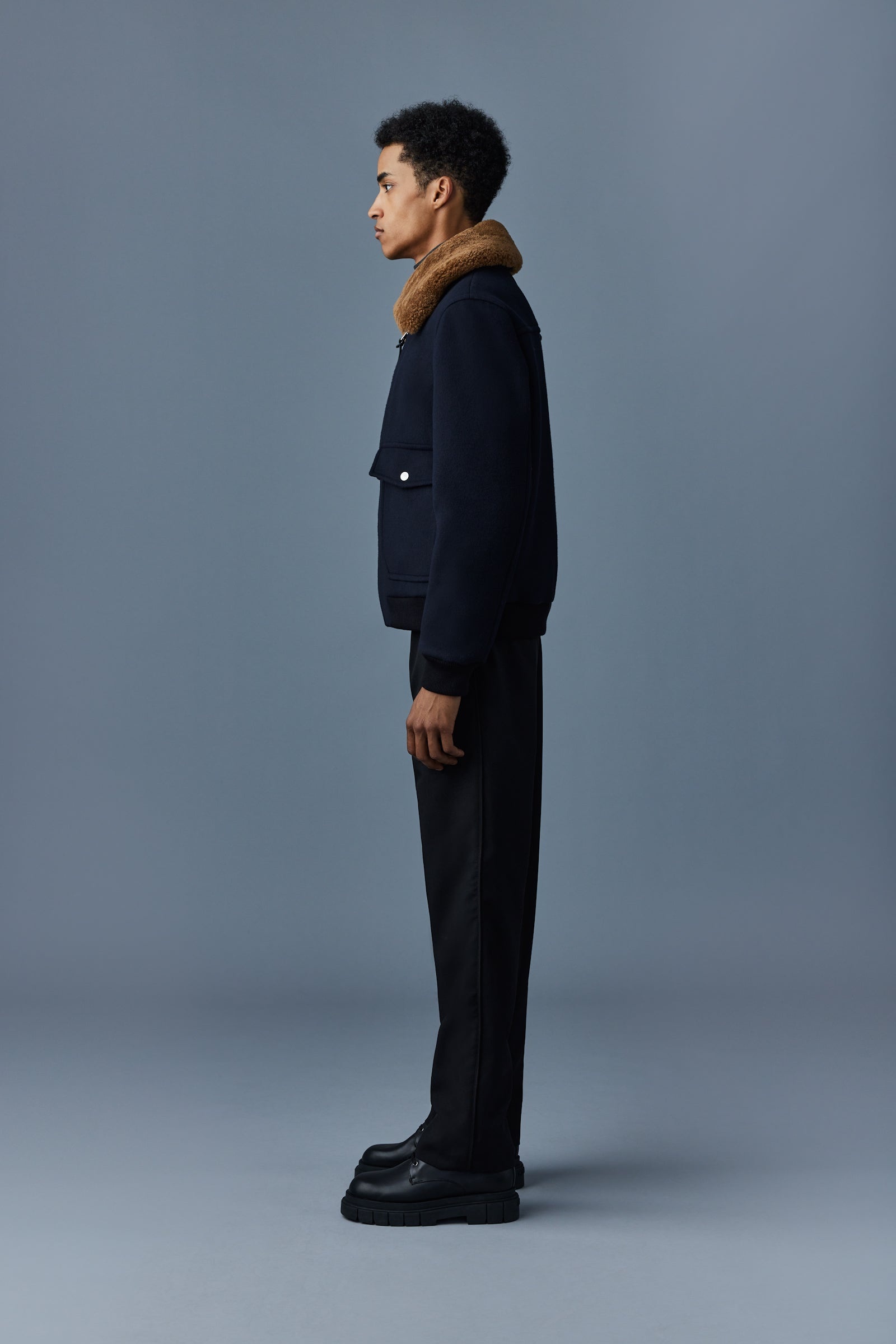ABIGAIL Calfskin biker jacket with peplum - 3