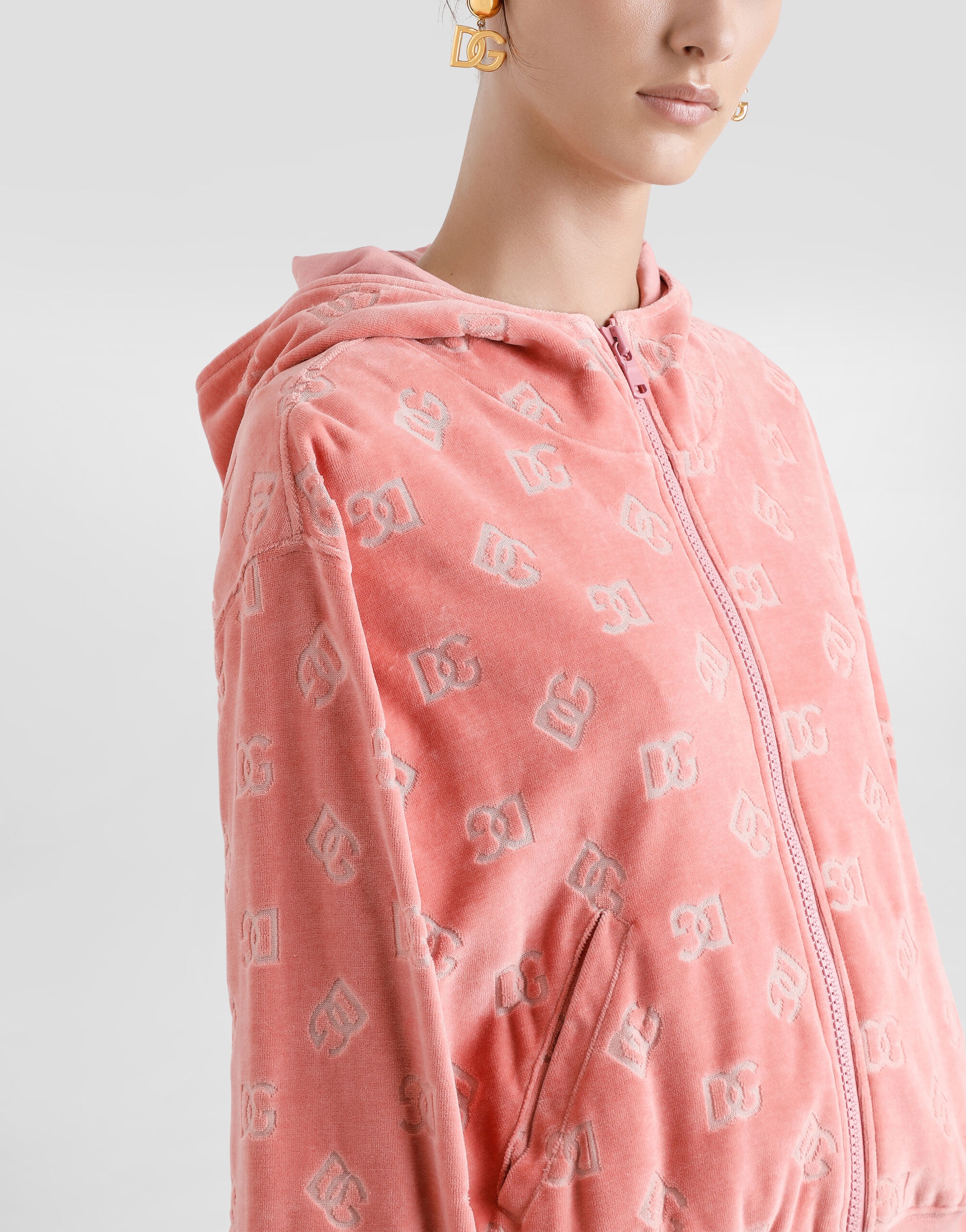Chenille jacquard hoodie with DG logo - 4