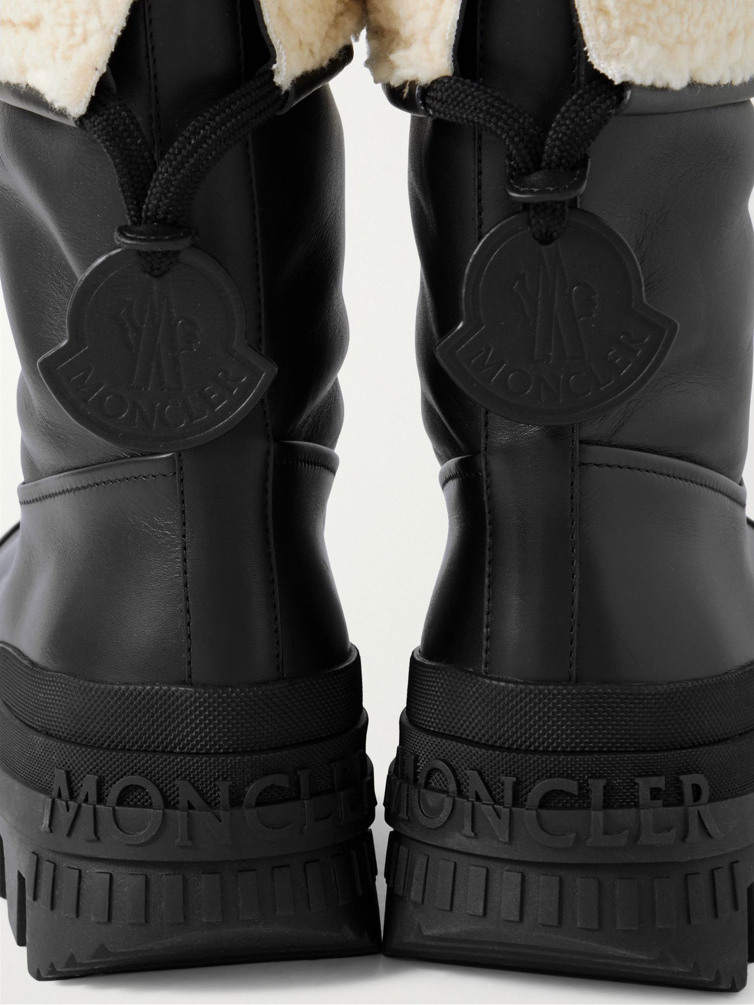 Moscova faux fur-trimmed leather ankle boots Black - 4