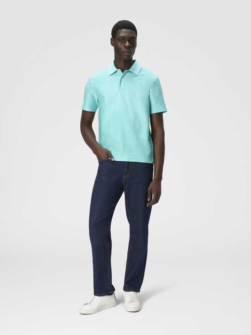 Missoni Tonal zigzag cotton jersey polo shirt outlook