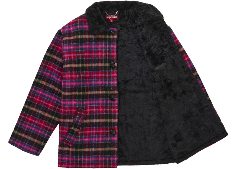 Supreme Supreme Plaid Car Coat Pink outlook