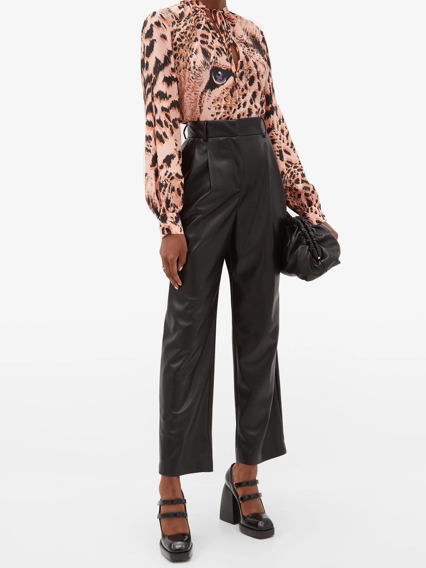 High-rise faux-leather trousers - 2