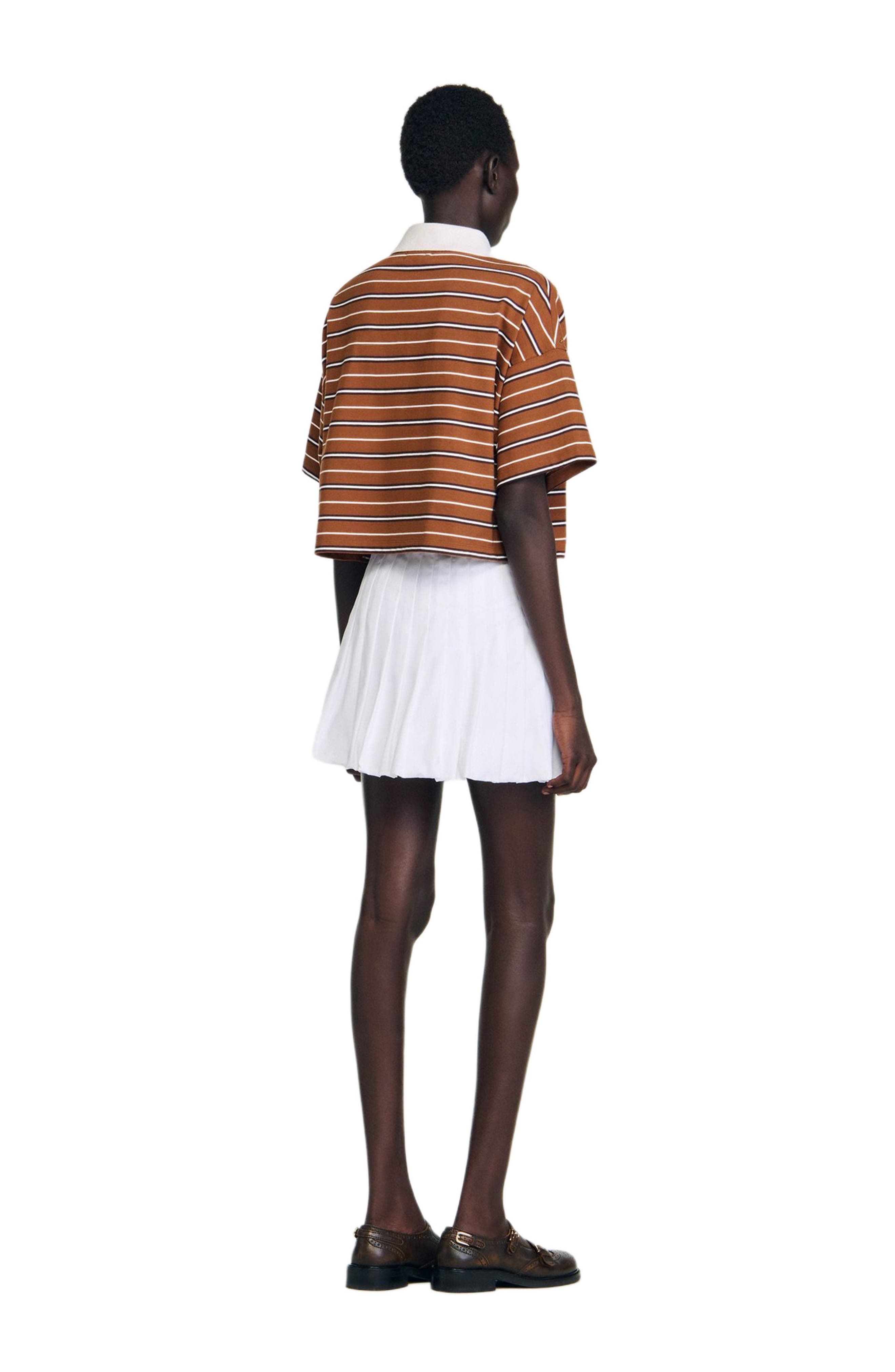 SANDRO Striped rhinestone T-shirt in Brown at Nordstrom - 2