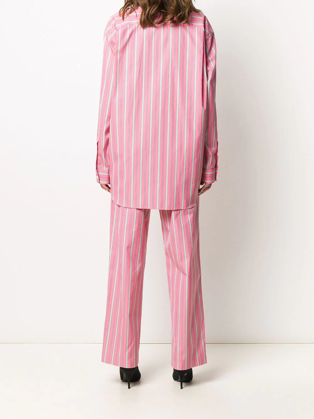 vertical-stripe oversized shirt - 4