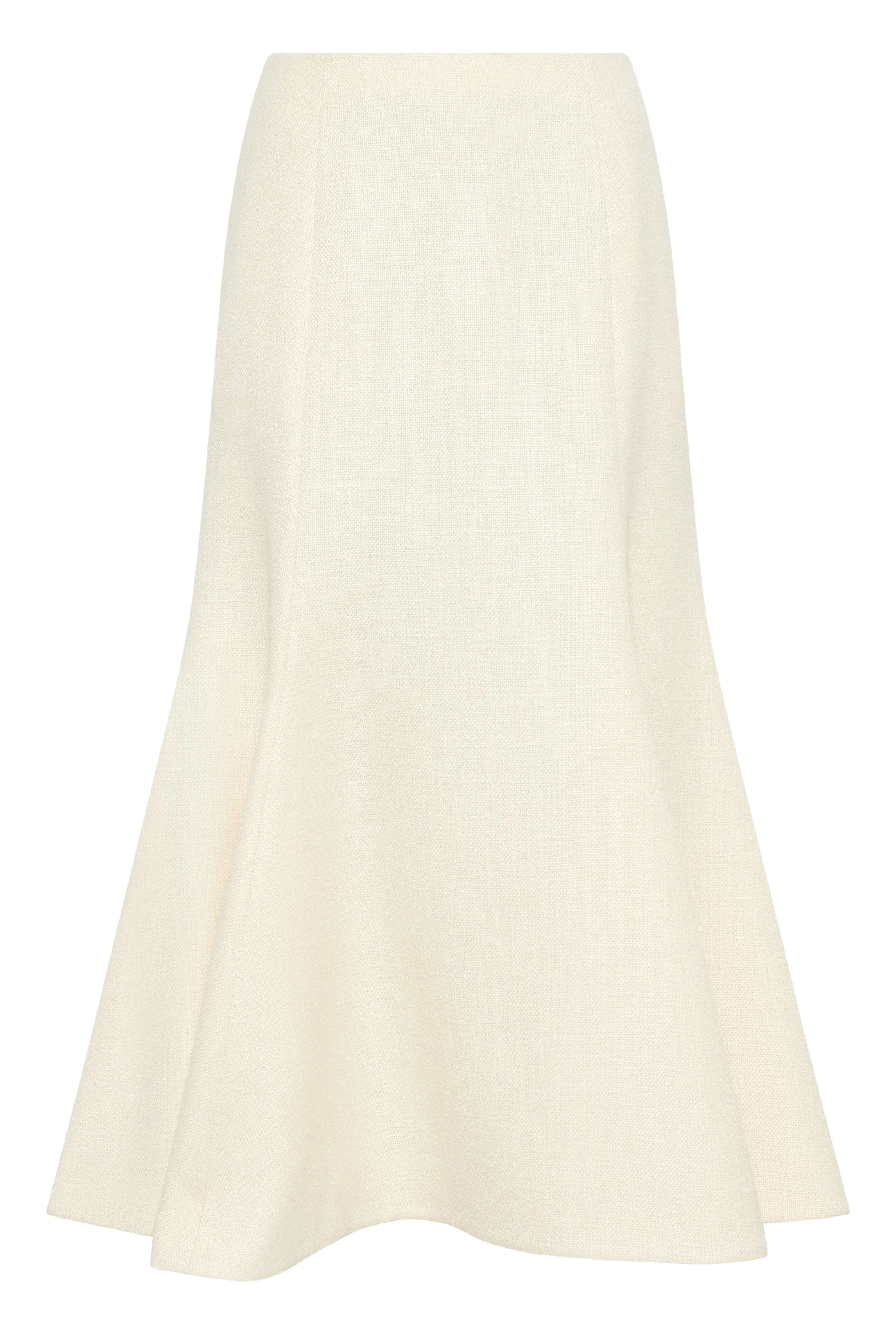 Patterson Skirt in Ivory Virgin Wool Silk Slub - 1