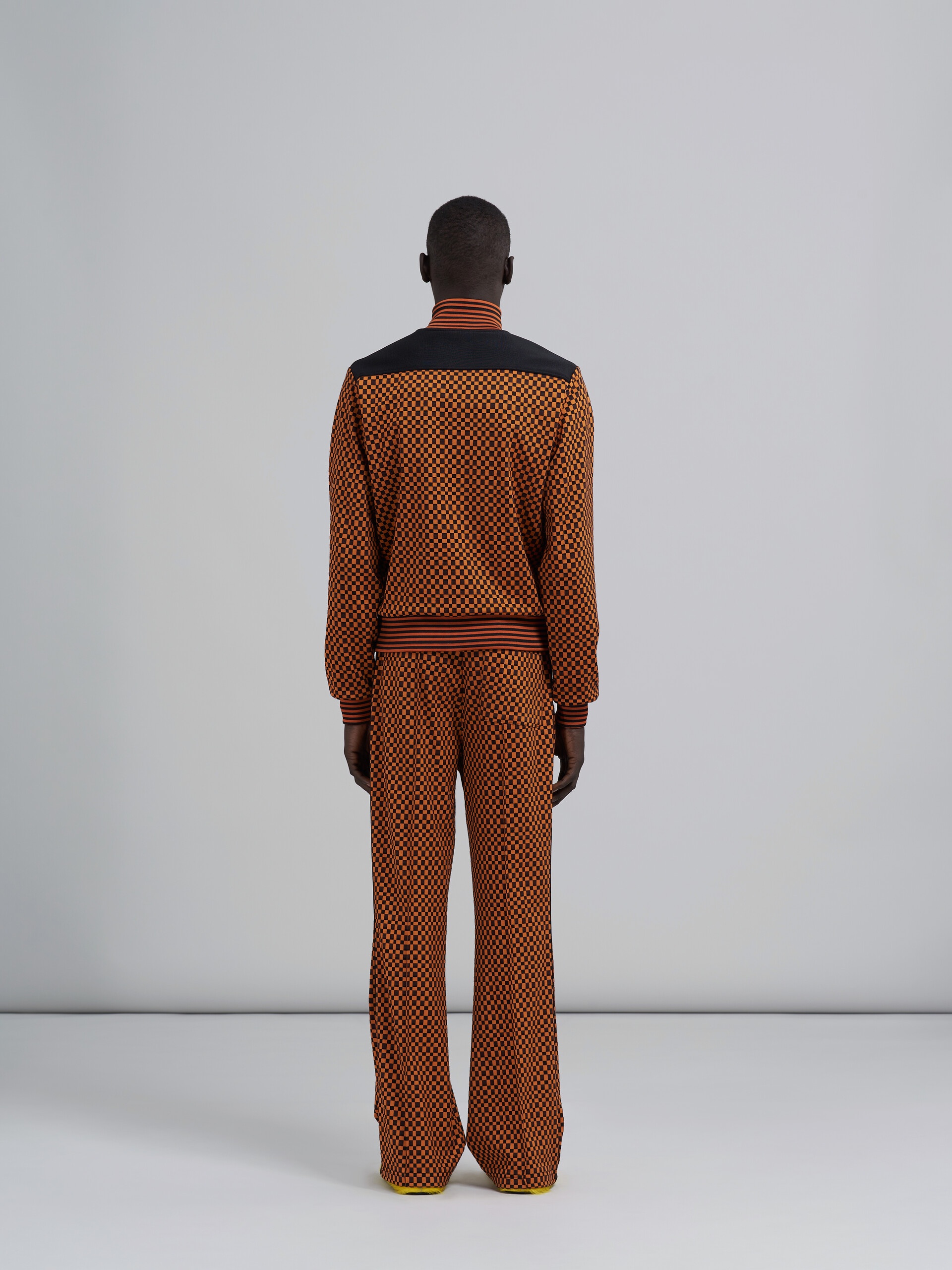 CHECK JACQUARD JERSEY TRACK TROUSERS - 3