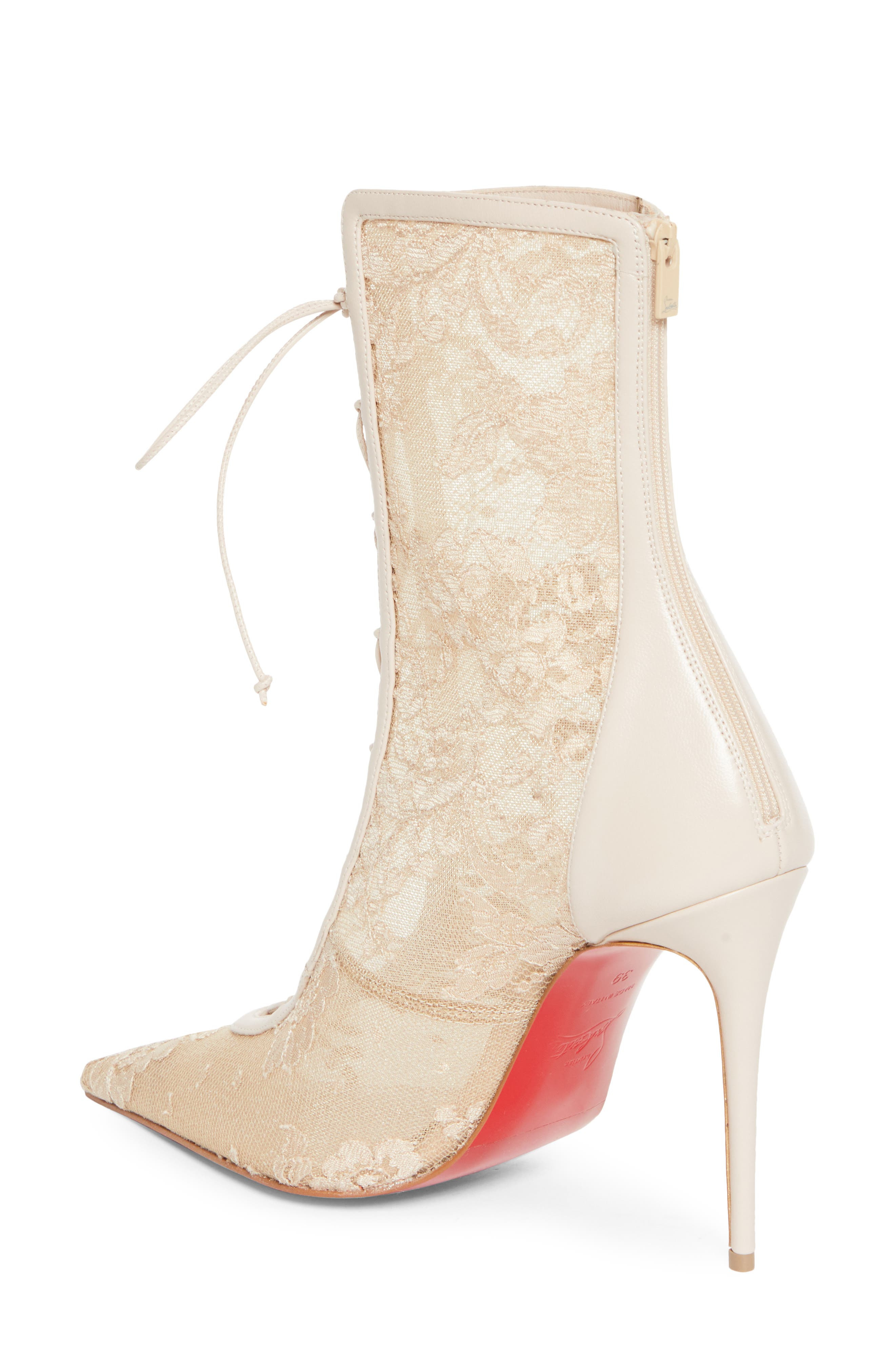 Christian Louboutin KM Lace Pointed Toe Bootie in Pearl at Nordstrom - 2