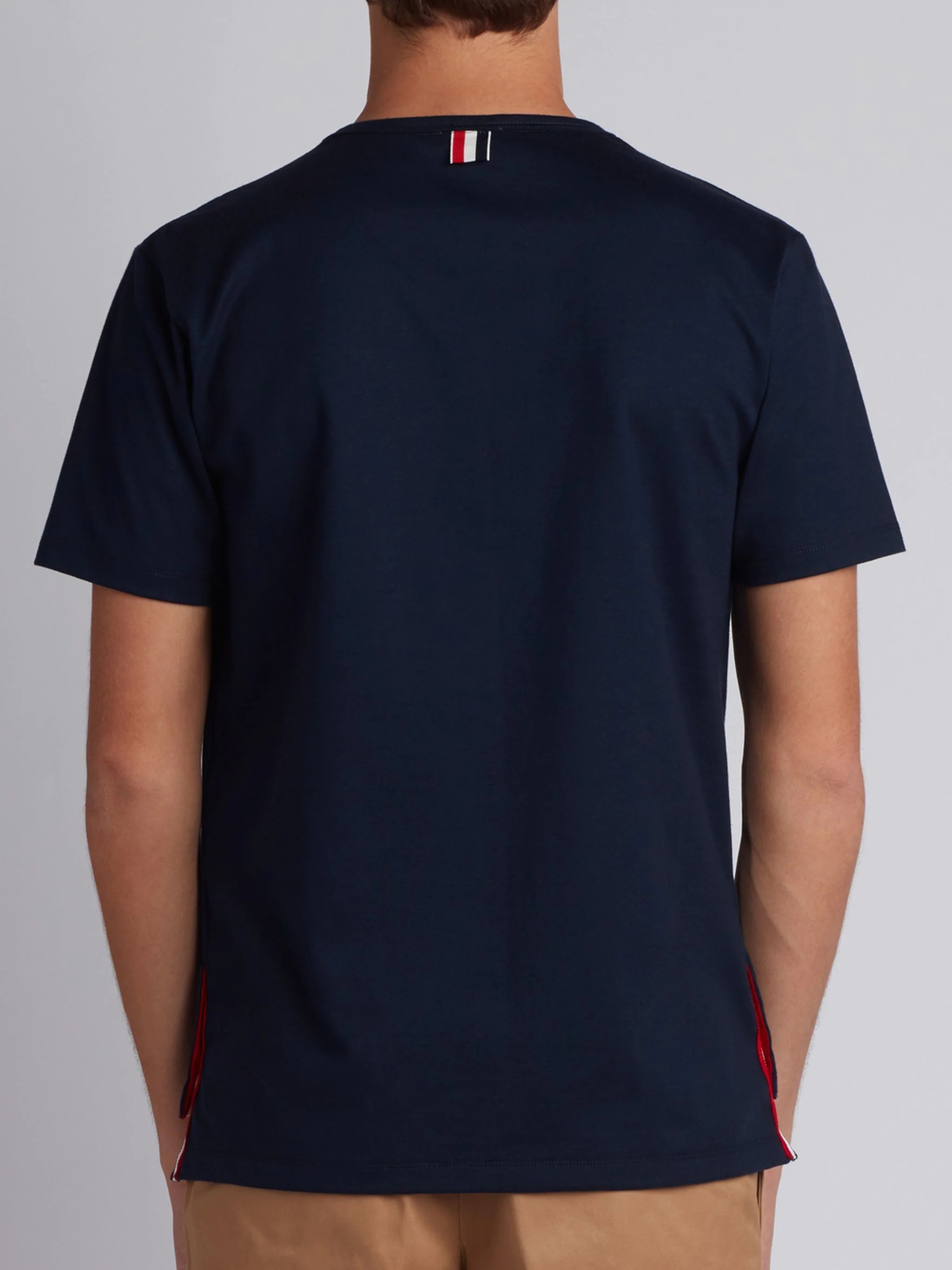 Navymedium Weight Jersey Tipped Pocket Crew Neck Tee - 3