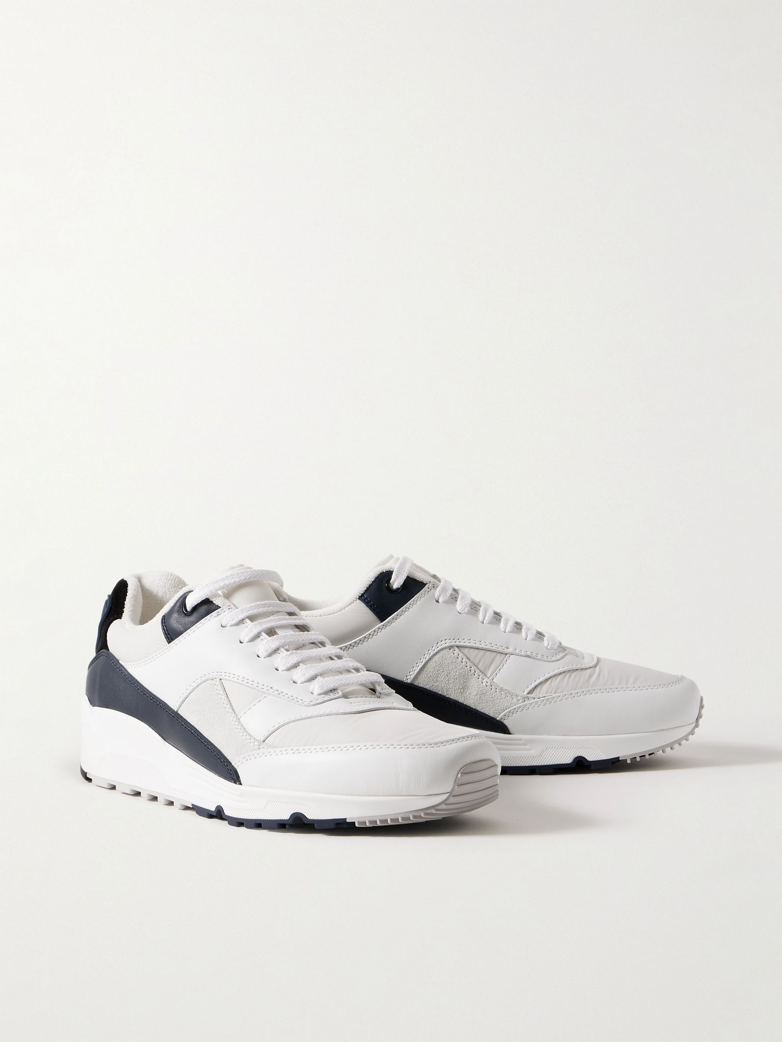 Bump Colour-Block Suede, Shell and Leather Sneakers Off-white - 4