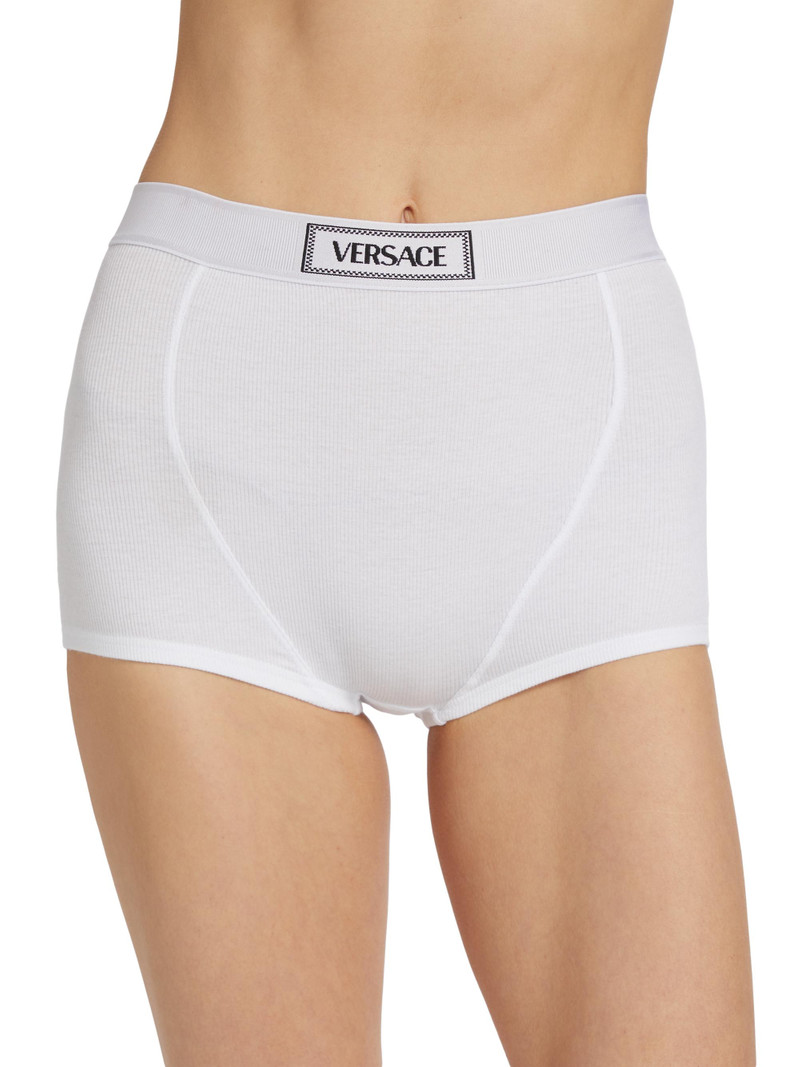 Women's Culotte High-Waisted Rib-Knit Boyshort - White 3