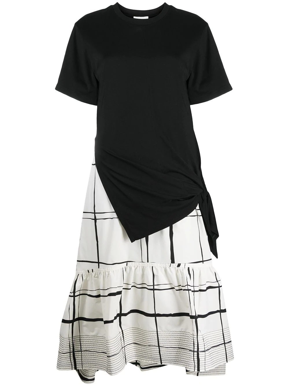 SS T-SHIRT COMBO DRESS W SIDE TIE - 1