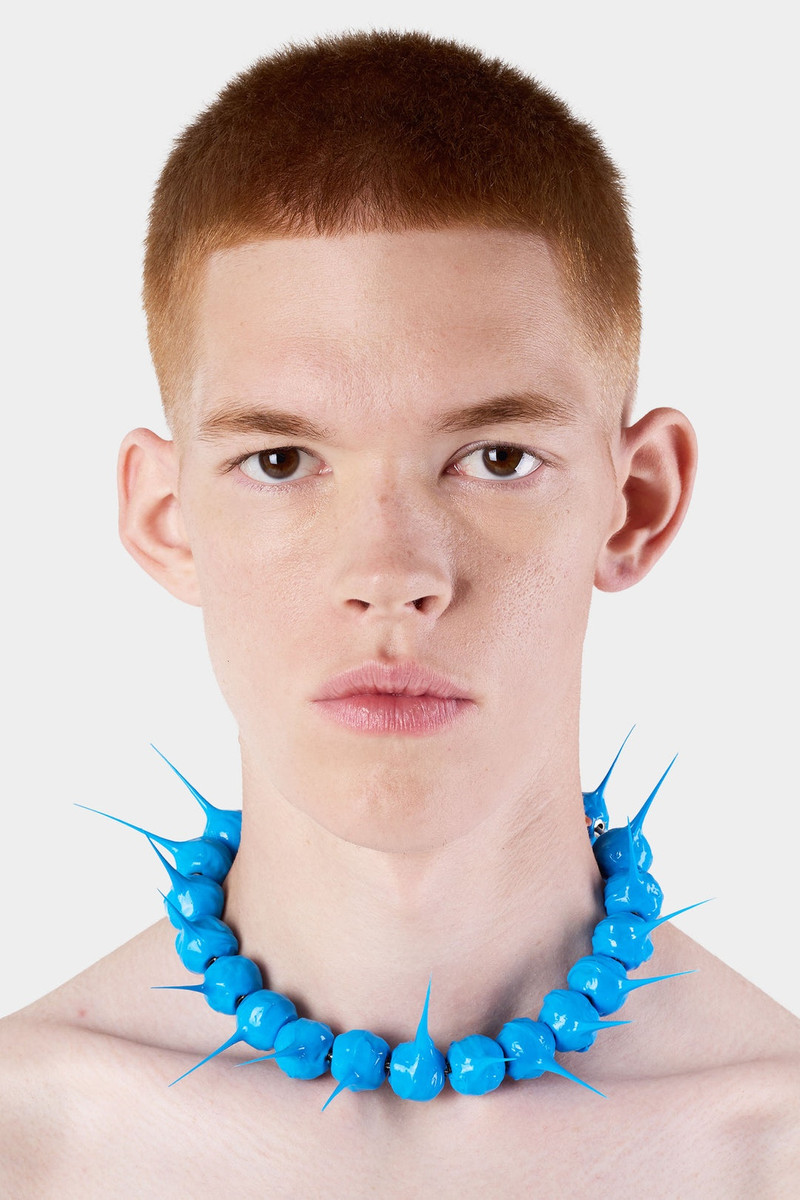 SUNNEI SPIKE RUBBERIZED NECKLACE / silver / turquoise outlook