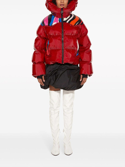 PUCCI abstract-panelling hooded puffer jacket outlook