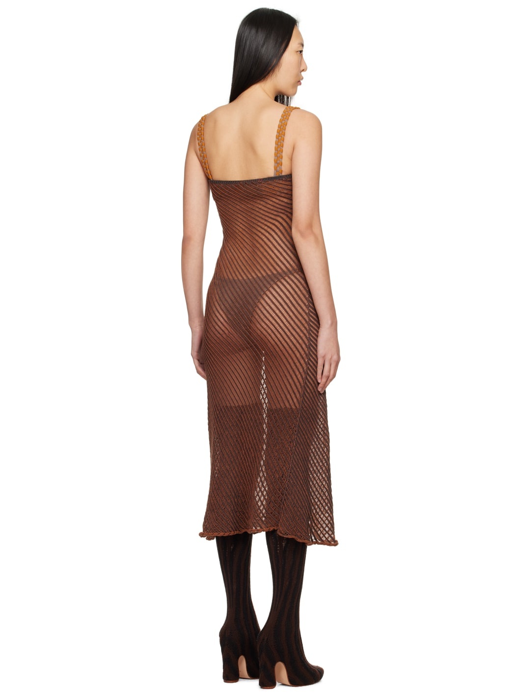 Brown Moire Maxi Dress - 3