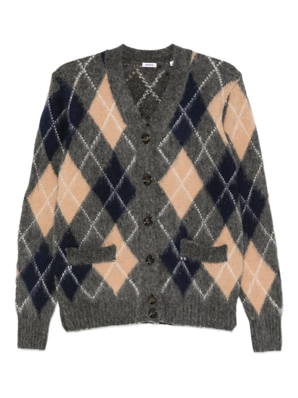 argyle-pattern pocket cardigan - 1