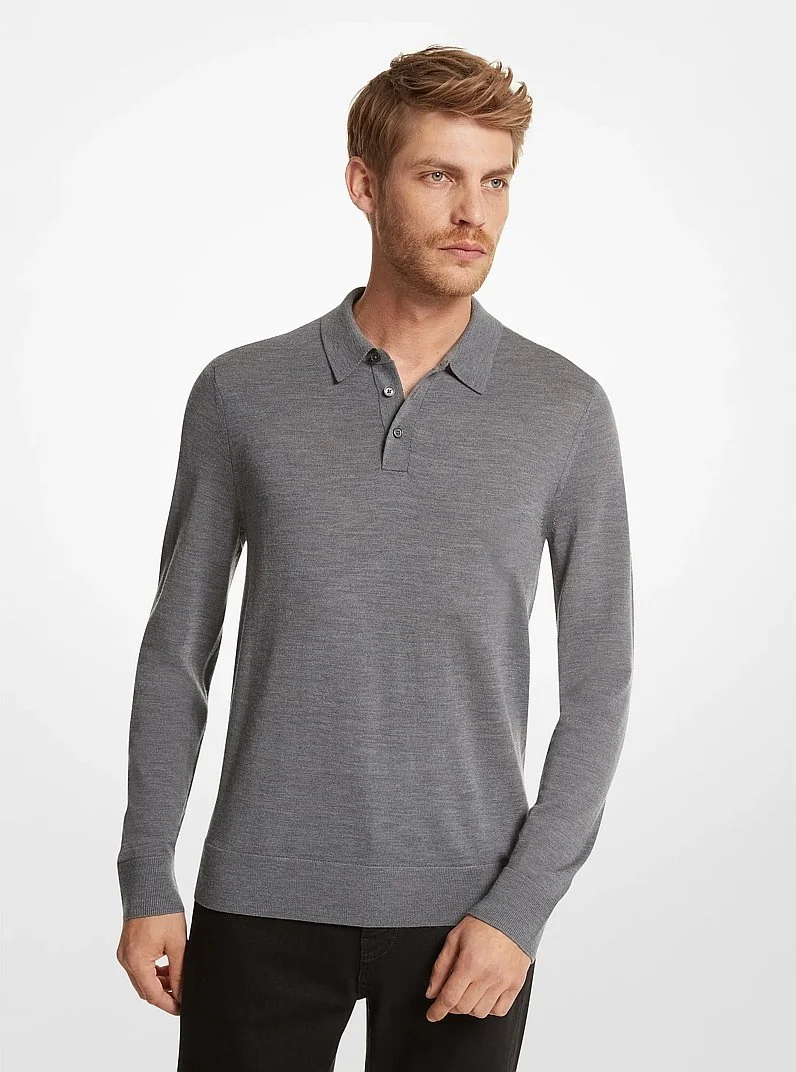 Merino Wool Polo Sweater - 1