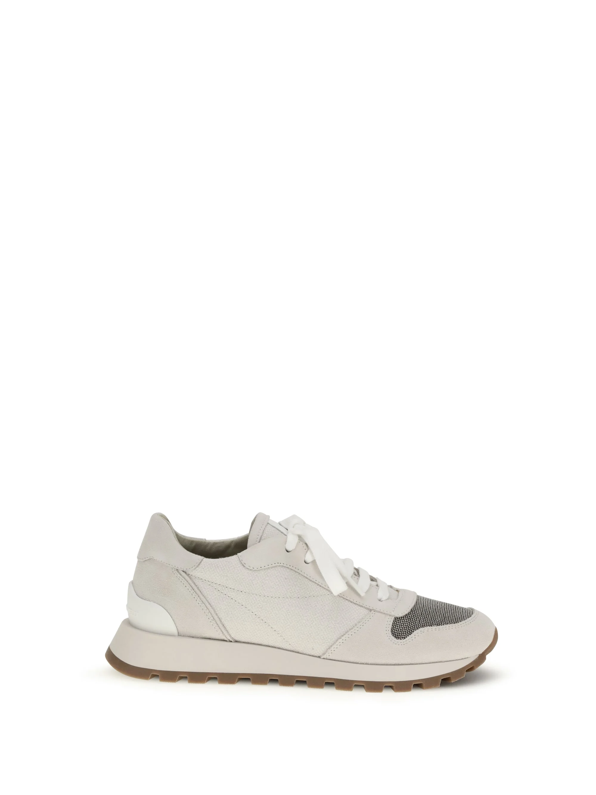 Brunello Cucinelli Women Precious Toe Sneakers In Suede And Techno Fabric - 1