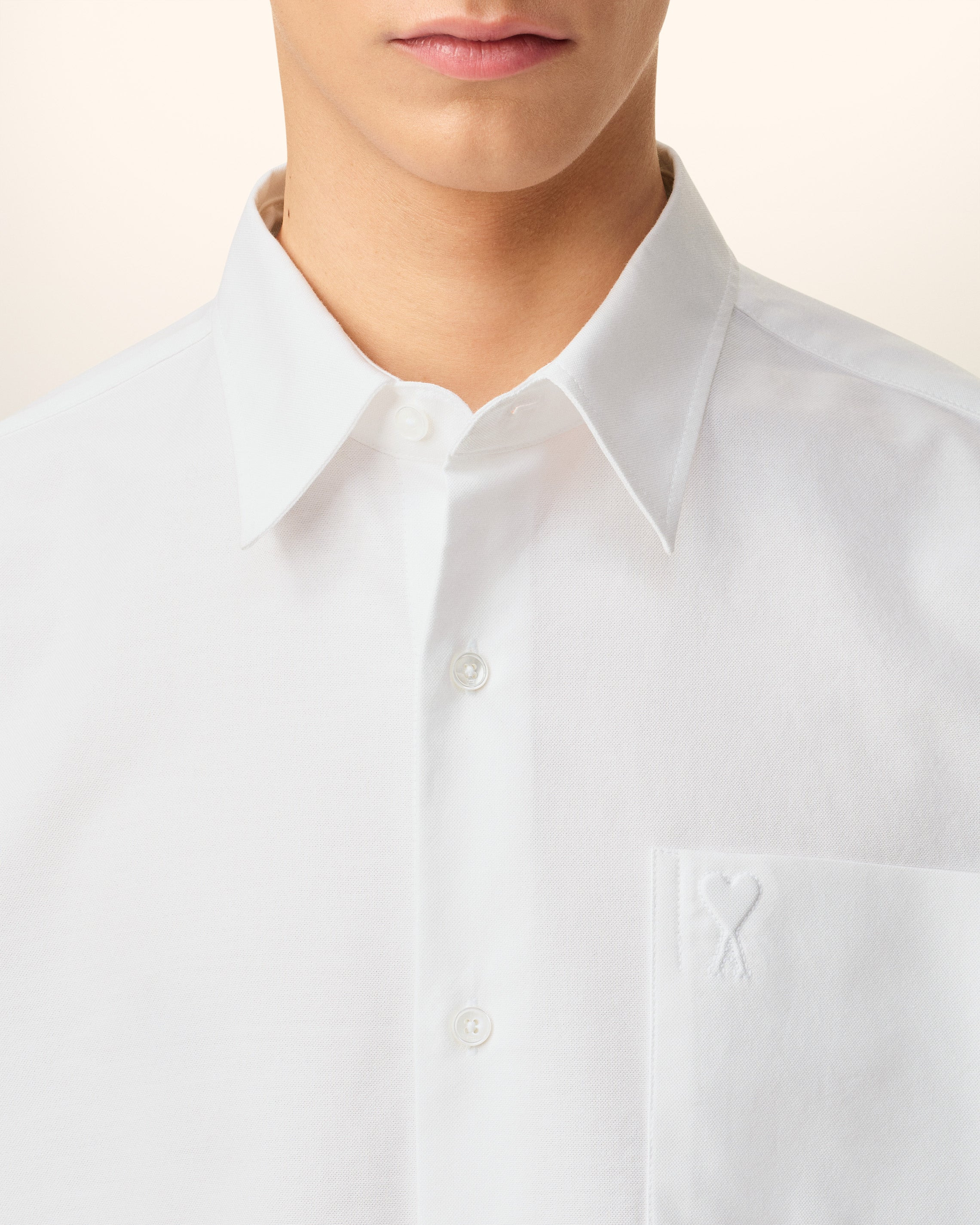 WHITE COTTON AMI DE COEUR BOXY SHIRT - 4