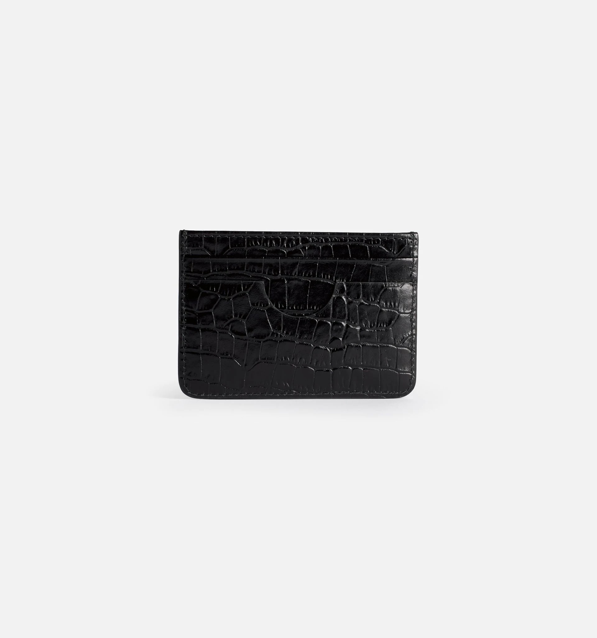 logo-plaque croc-embossed cardholder - 5