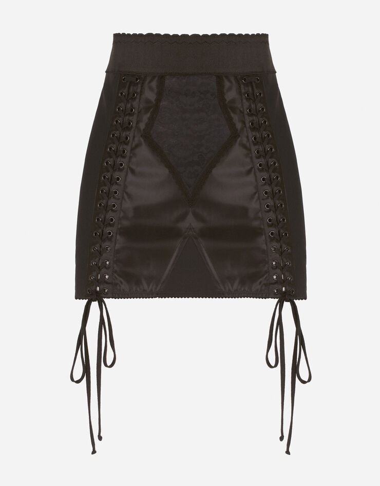 Corset-style miniskirt with laces and eyelets - 3