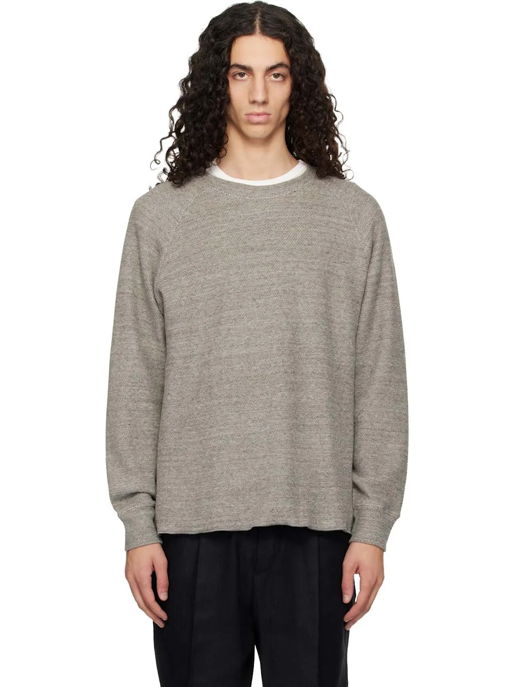 Gray Raglan Thermal Sweatshirt - 1