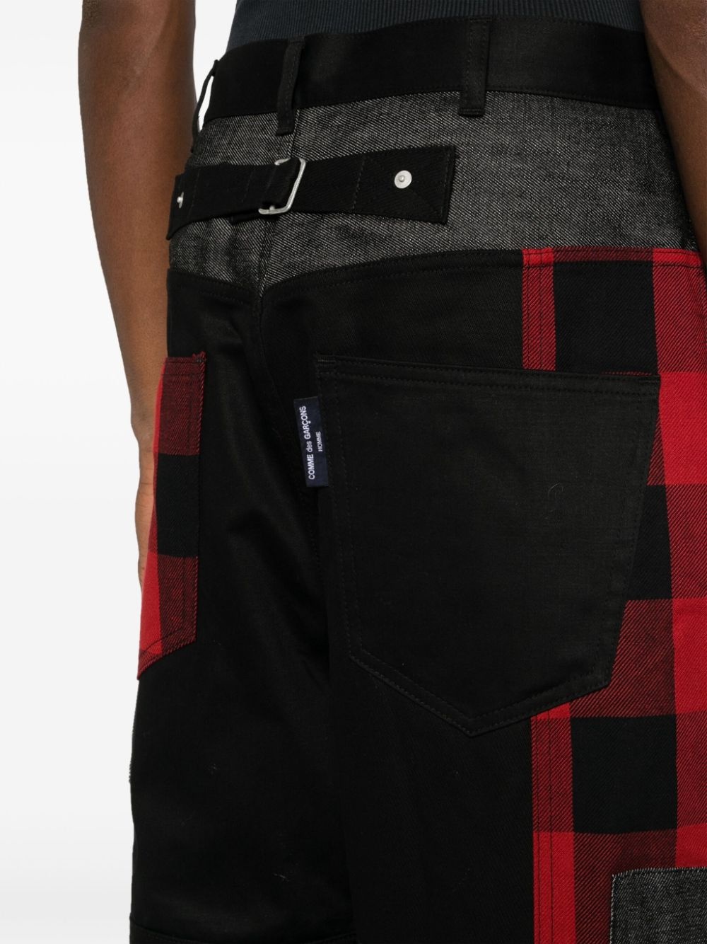 patchwork high-rise cropped jeans - 5