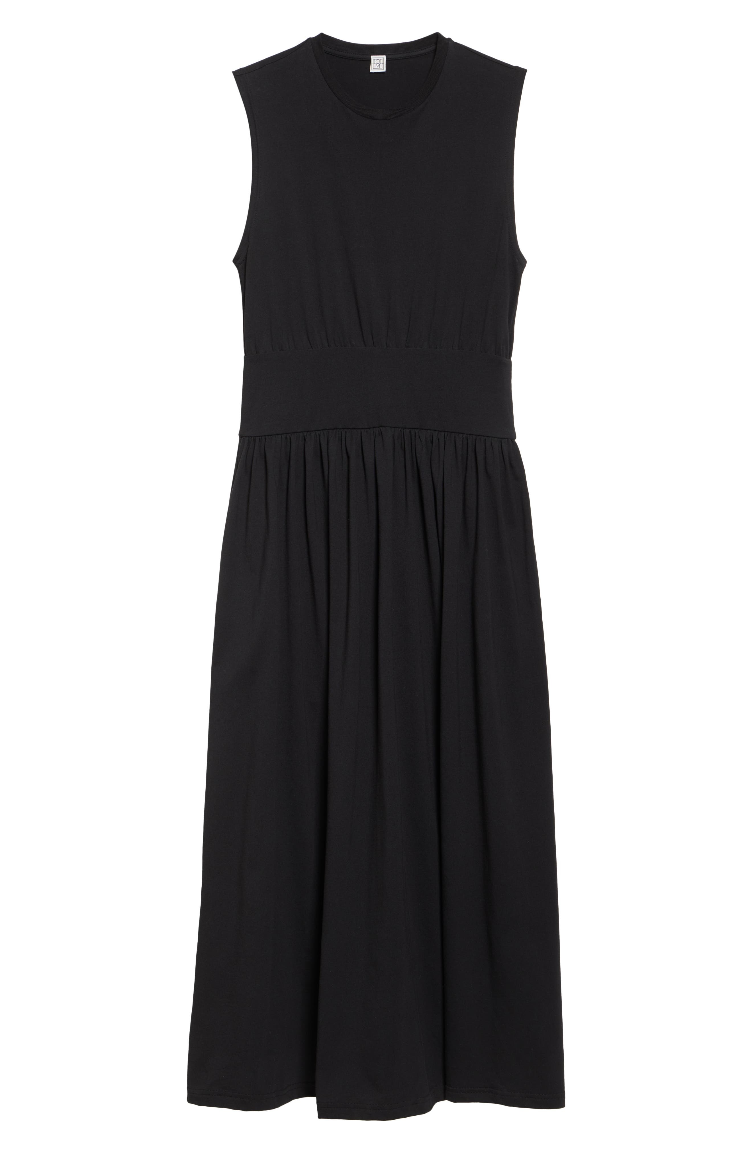 TOTEME Sleeveless Cotton Midi Dress in Black at Nordstrom - 6