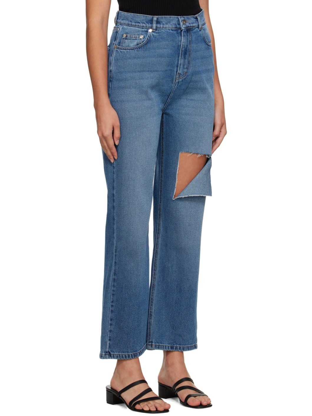Blue Distressed Jeans - 2