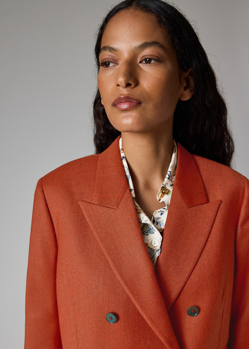 Women's Rust Wool-Cashmere Flannel Blazer 5