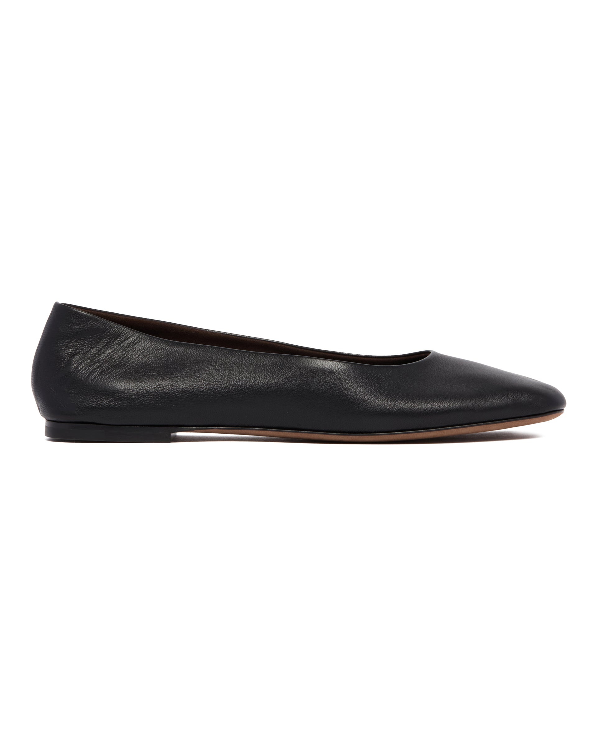 Black Leather Square-Toed Flats - 2