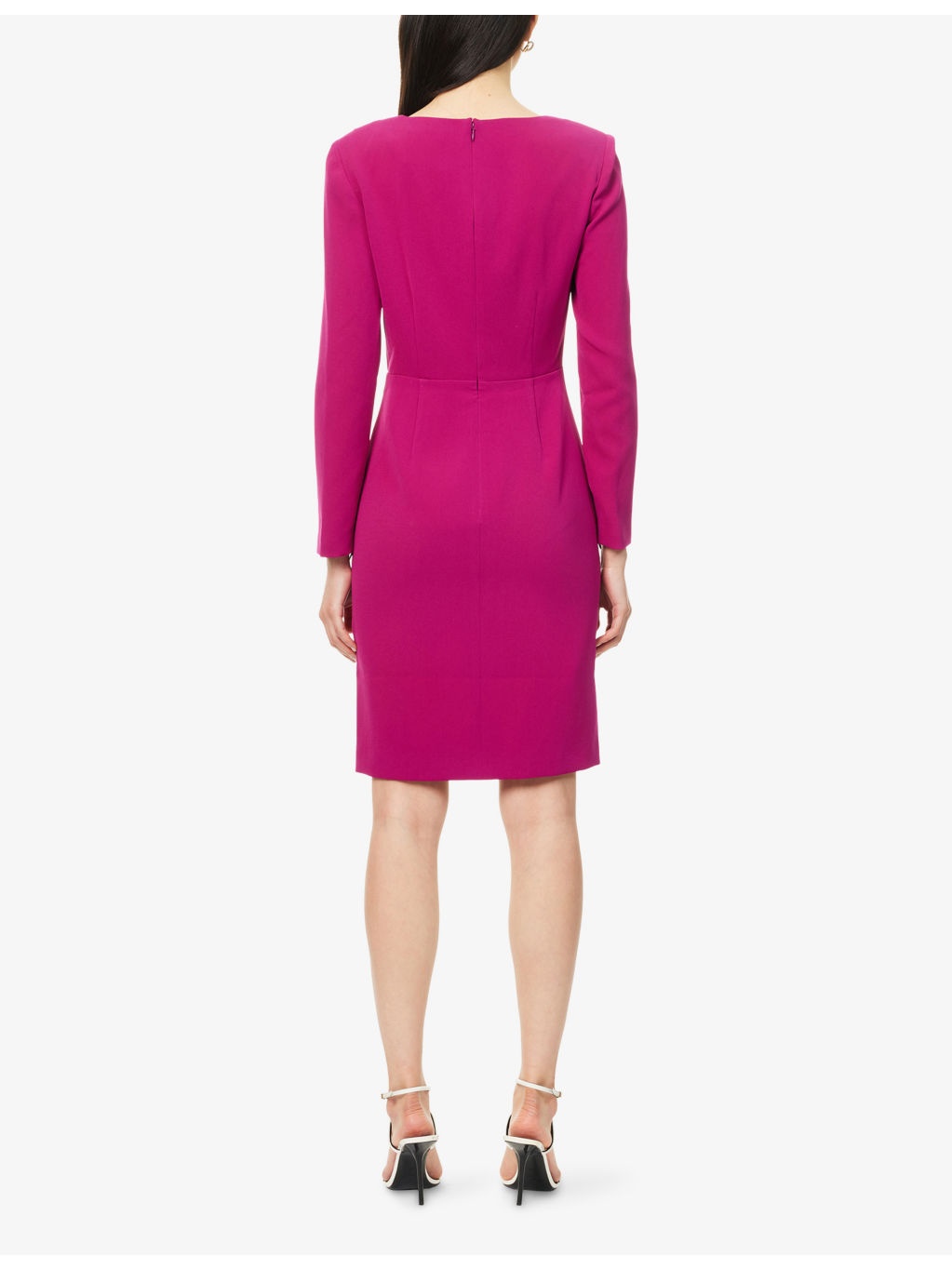 Drape Long-Sleeves Woven Midi Dress - 4
