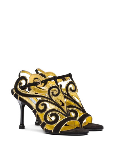 Prada baroque detail 90mm sandals outlook