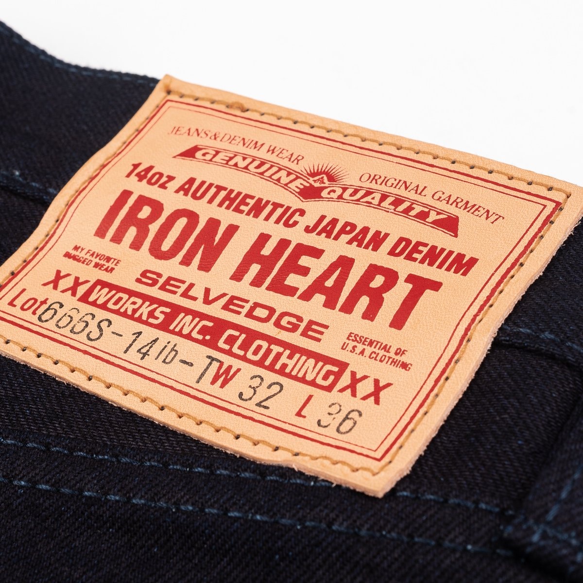 IH-666S-142ib 14oz Selvedge Denim Slim Straight Cut Jeans - Indigo/Black - 8