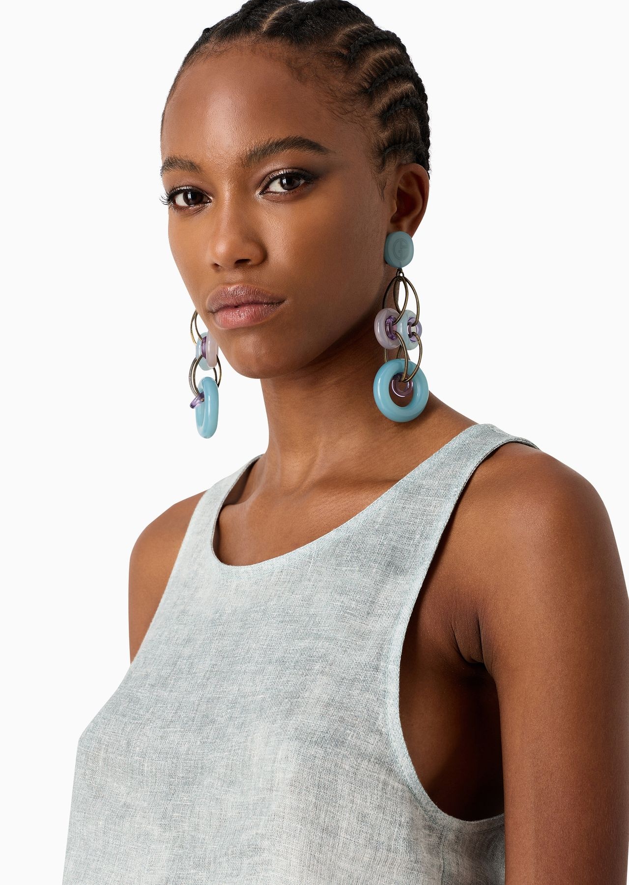Denim Collection denim-effect linen cropped top - 5