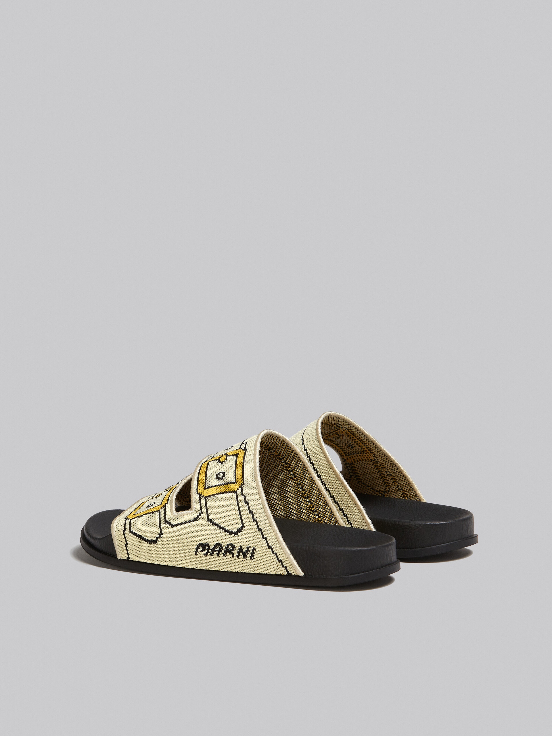 ECRU AND GOLD TROMPE L'OEIL JACQUARD TWO-STRAP SLIDE - 3