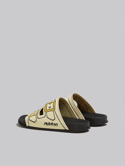 Marni ECRU AND GOLD TROMPE L'OEIL JACQUARD TWO-STRAP SLIDE outlook